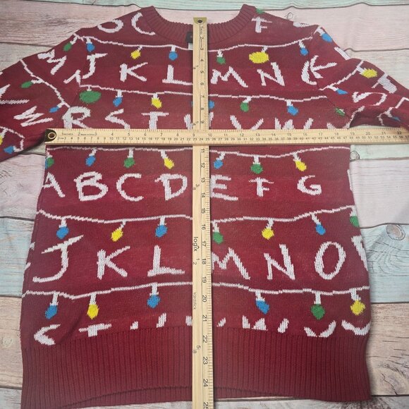 Stranger Things Netflix Red Alphabet Christmas Sweater S - Picture 5 of 7